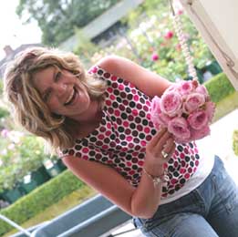 Cindy creating a peony pomander