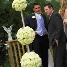 White rose topiary tree